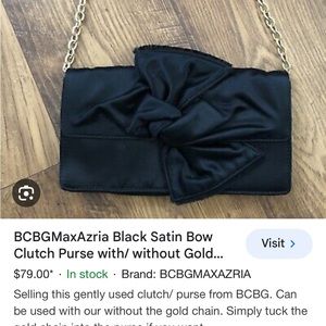 Original BCBG Black Satin Bow Clutch (black) with or without gold